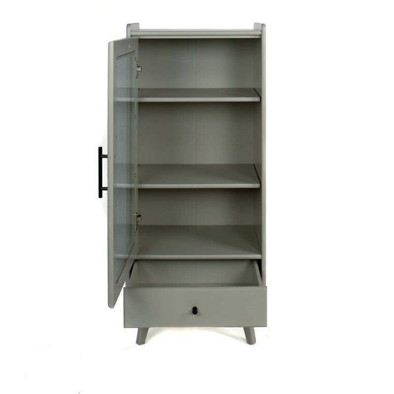 Modern Bathroom Storage Cabinet with Glass Door, Double Adjustable Shelves and One Drawer