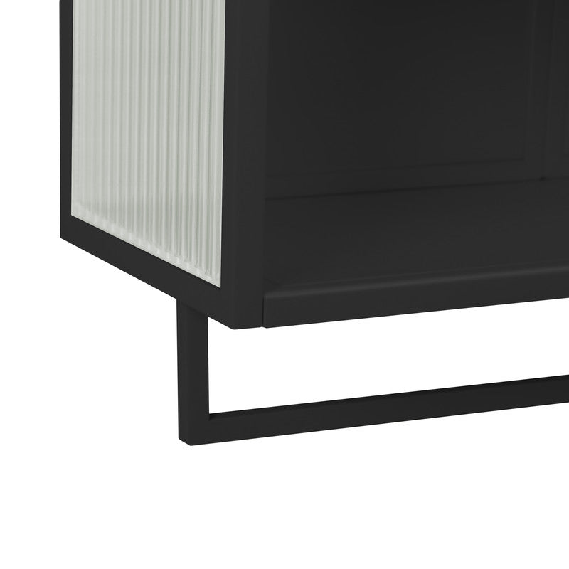 Modern Two-door Wall Cabinet with Two-tier Enclosed Storage, an Open Shelf and Towel Rack