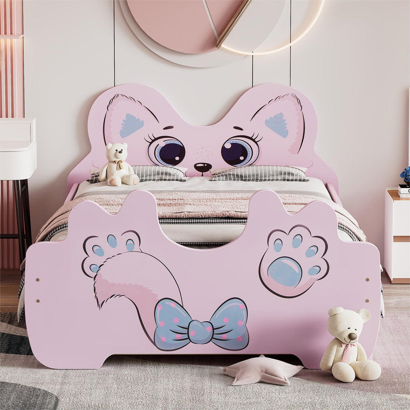 Cartoon Twin Size Platform Bed with Trundle