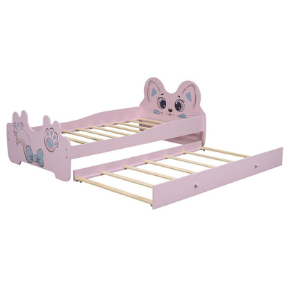 Cartoon Twin Size Platform Bed with Trundle