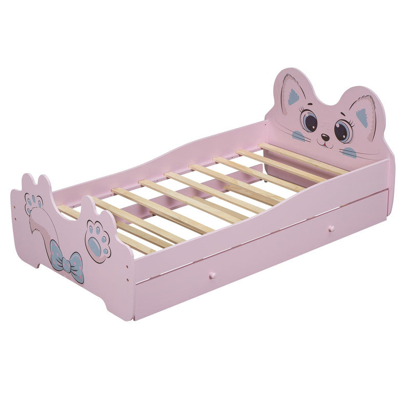 Cartoon Twin Size Platform Bed with Trundle
