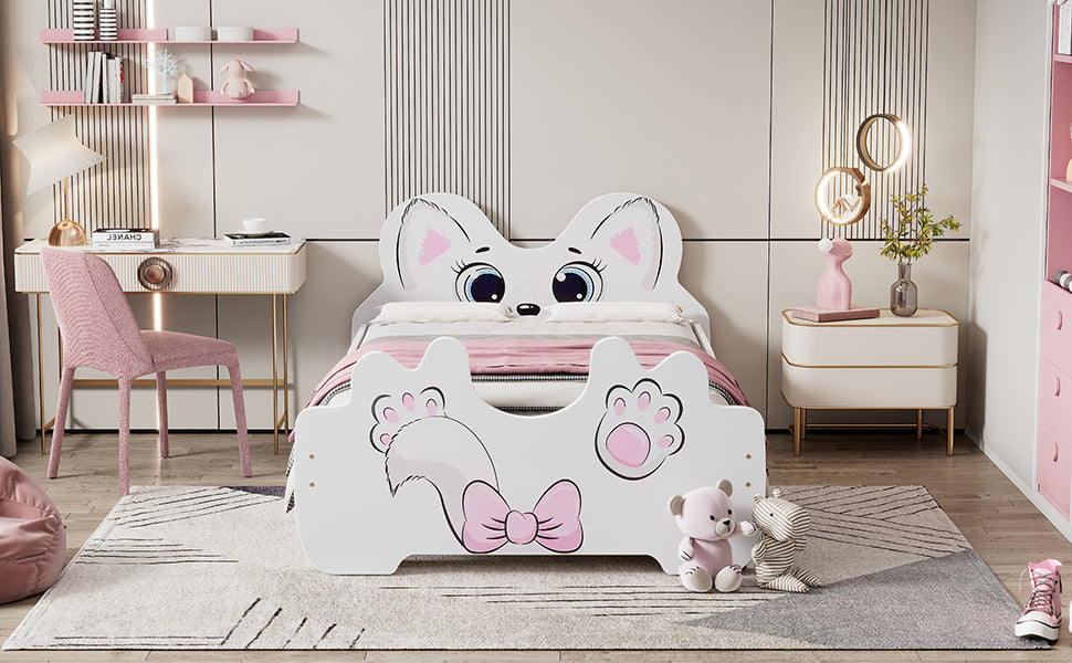 Cartoon Twin Size Platform Bed with Trundle