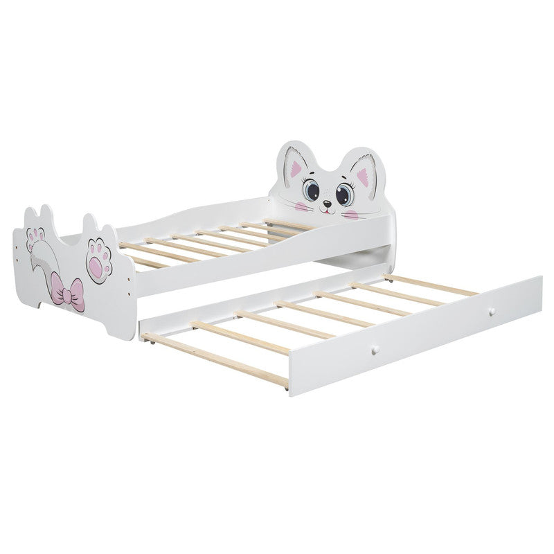 Cartoon Twin Size Platform Bed with Trundle