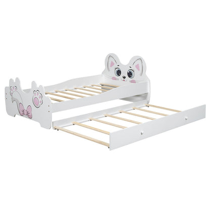 Cartoon Twin Size Platform Bed with Trundle