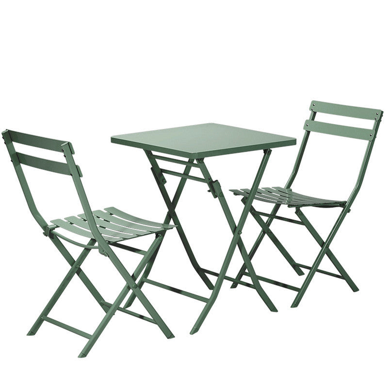 Set of 3 Patio Bistro Set Foldable Square Table and Chairs