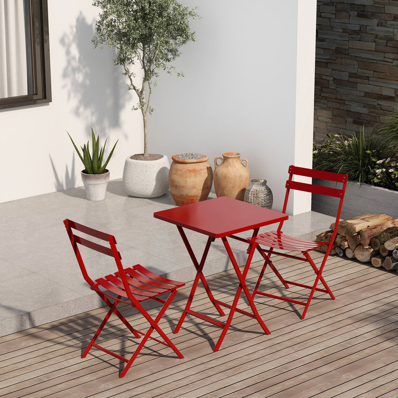 Set of 3 Patio Bistro Set Foldable Square Table and Chairs