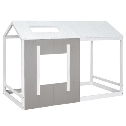 Twin Size Platform Bed with Roof and Window