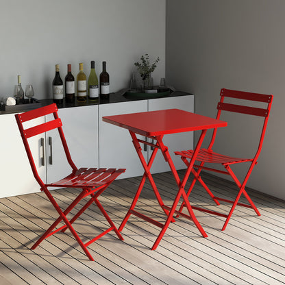Set of 3 Patio Bistro Set Foldable Square Table and Chairs