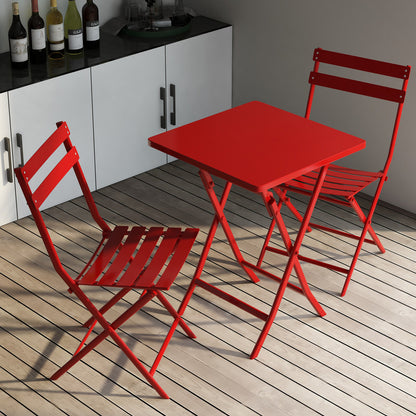Set of 3 Patio Bistro Set Foldable Square Table and Chairs