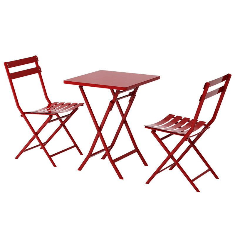 Set of 3 Patio Bistro Set Foldable Square Table and Chairs