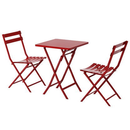 Set of 3 Patio Bistro Set Foldable Square Table and Chairs