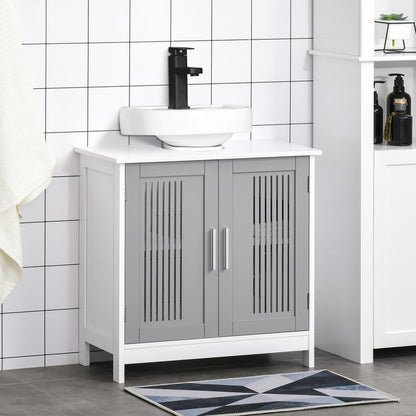 Modern Under Sink Cabinet with 2 Doors, Pedestal Under Sink Bathroom Cupboard, Bathroom Vanity Cabinet with Adjustable Shelves