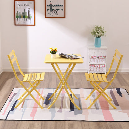Set of 3 Patio Bistro Set Foldable Square Table and Chairs