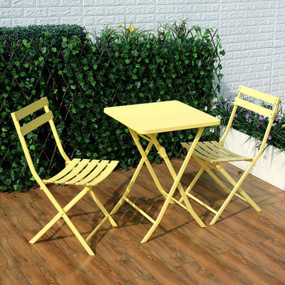 Set of 3 Patio Bistro Set Foldable Square Table and Chairs