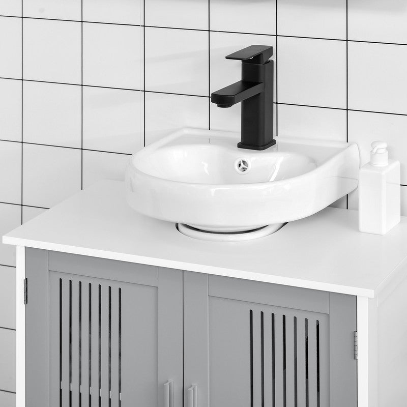 Modern Under Sink Cabinet with 2 Doors, Pedestal Under Sink Bathroom Cupboard, Bathroom Vanity Cabinet with Adjustable Shelves