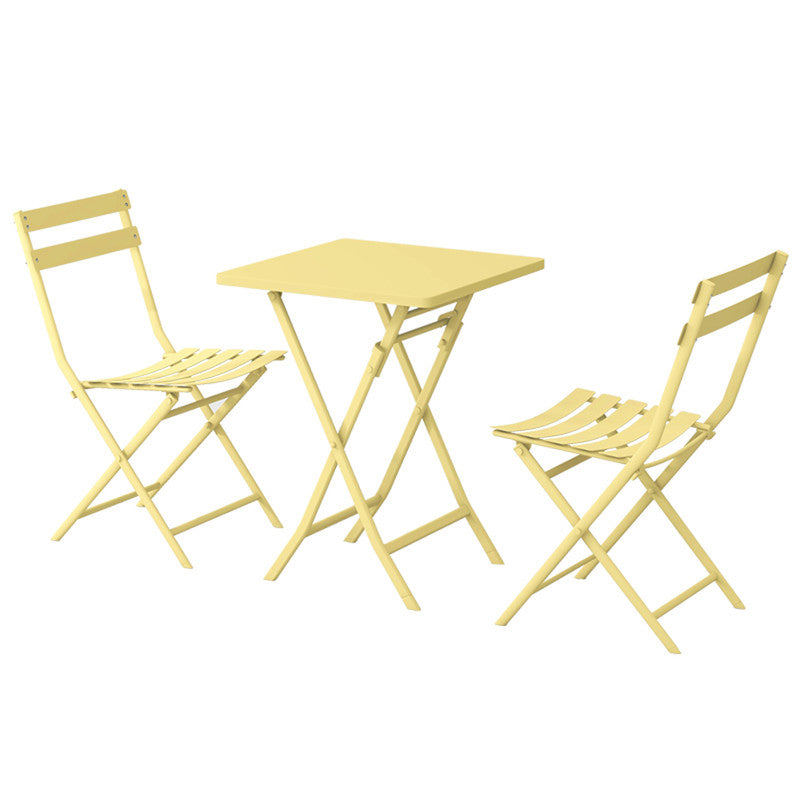 Set of 3 Patio Bistro Set Foldable Square Table and Chairs