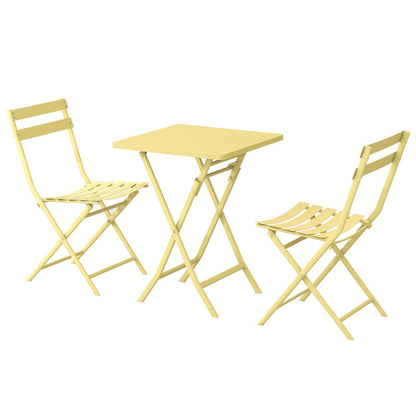 Set of 3 Patio Bistro Set Foldable Square Table and Chairs