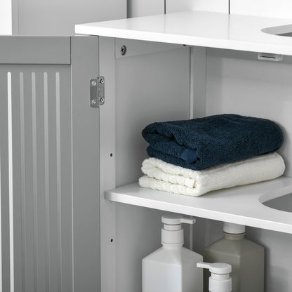 Modern Under Sink Cabinet with 2 Doors, Pedestal Under Sink Bathroom Cupboard, Bathroom Vanity Cabinet with Adjustable Shelves