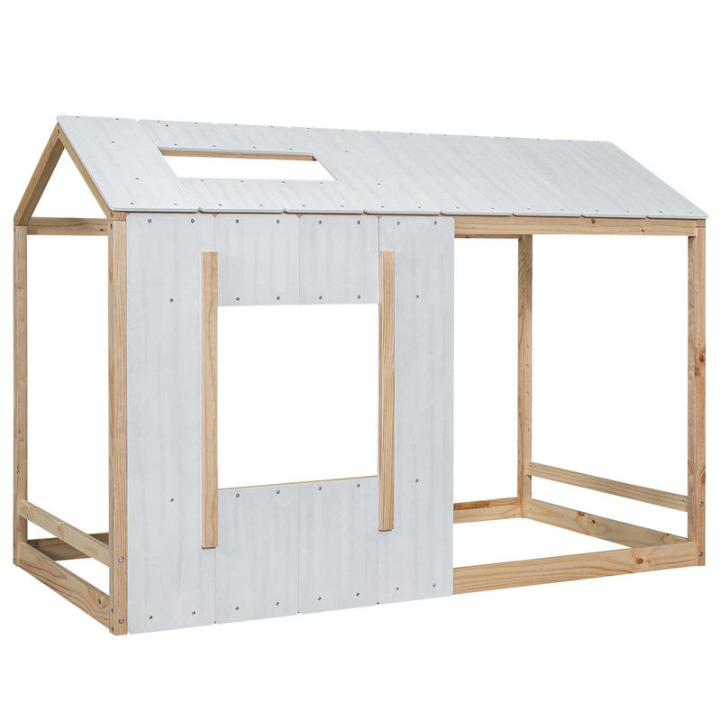 Twin Size Platform Bed with Roof and Window