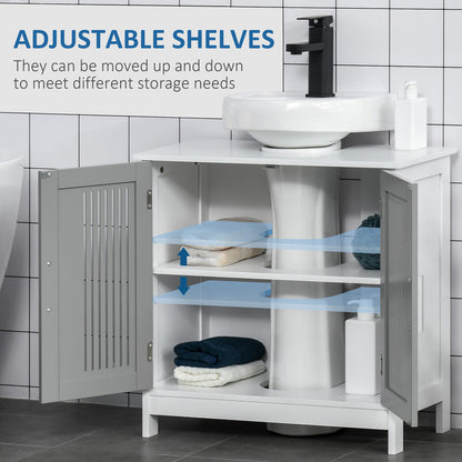 Modern Under Sink Cabinet with 2 Doors, Pedestal Under Sink Bathroom Cupboard, Bathroom Vanity Cabinet with Adjustable Shelves