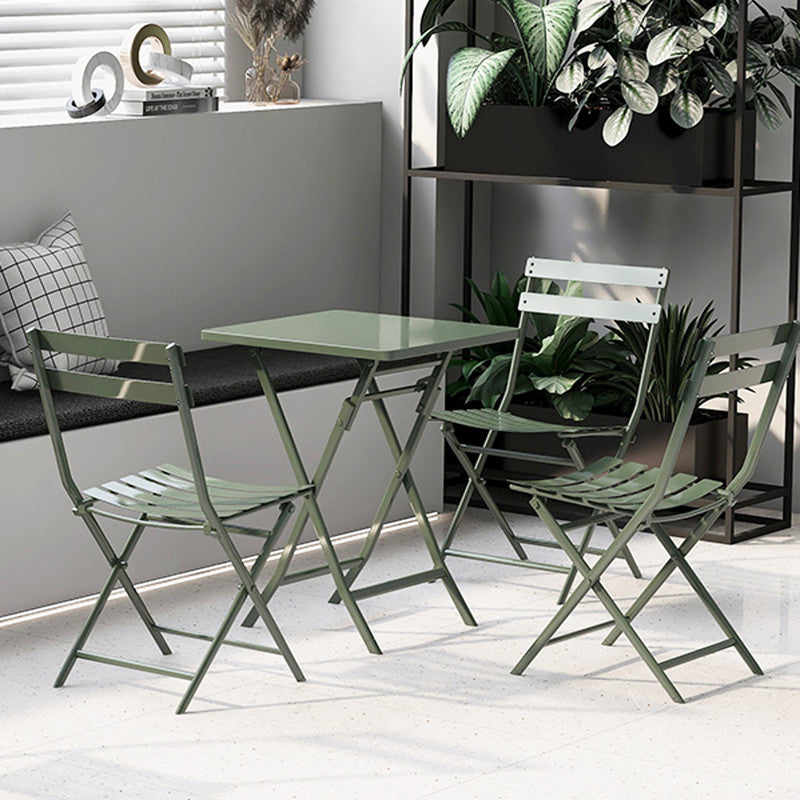 Set of 3 Patio Bistro Set Foldable Square Table and Chairs