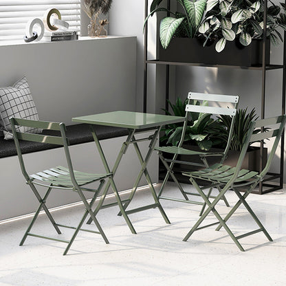 Set of 3 Patio Bistro Set Foldable Square Table and Chairs