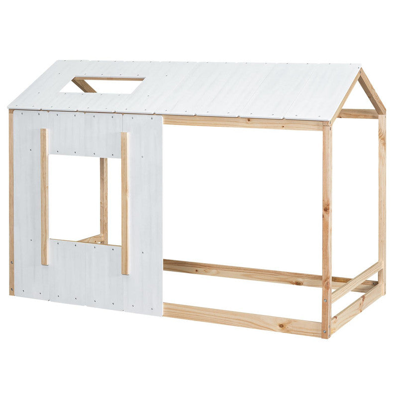 Twin Size Platform Bed with Roof and Window