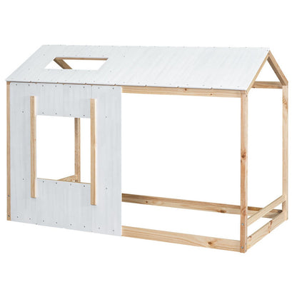 Twin Size Platform Bed with Roof and Window