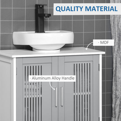Modern Under Sink Cabinet with 2 Doors, Pedestal Under Sink Bathroom Cupboard, Bathroom Vanity Cabinet with Adjustable Shelves