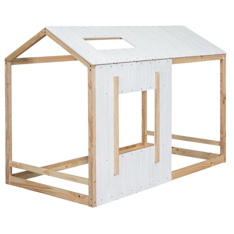 Twin Size Platform Bed with Roof and Window