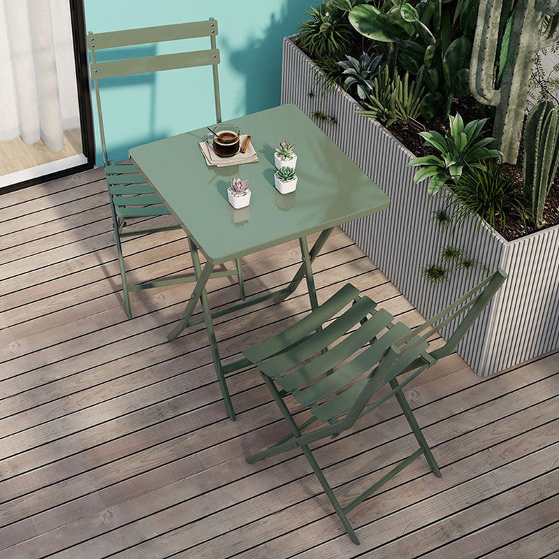 Set of 3 Patio Bistro Set Foldable Square Table and Chairs