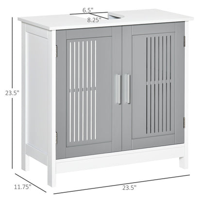 Modern Under Sink Cabinet with 2 Doors, Pedestal Under Sink Bathroom Cupboard, Bathroom Vanity Cabinet with Adjustable Shelves