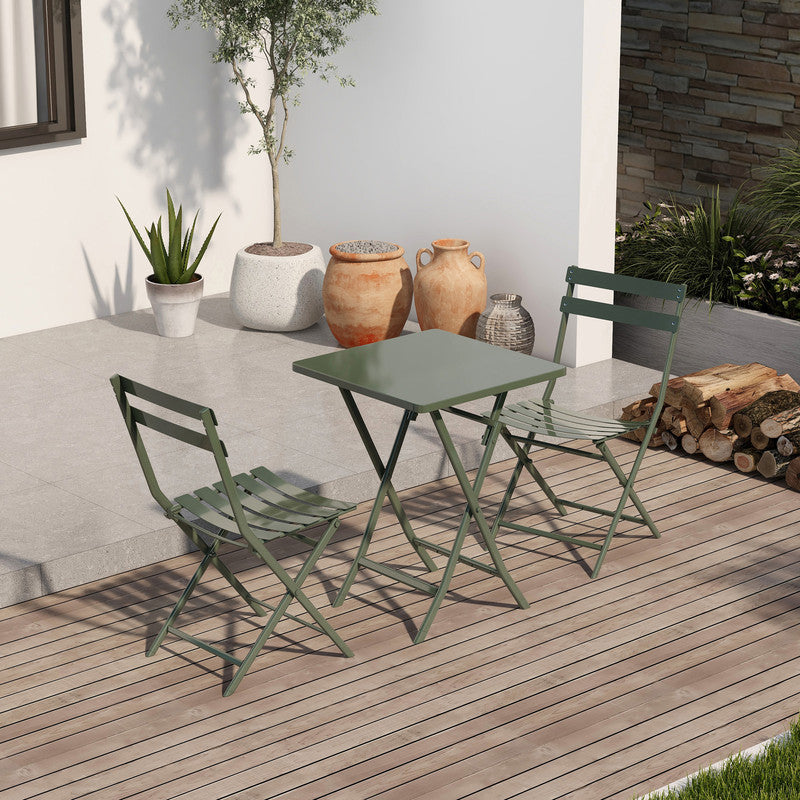 Set of 3 Patio Bistro Set Foldable Square Table and Chairs