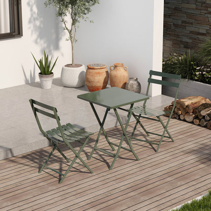 Set of 3 Patio Bistro Set Foldable Square Table and Chairs