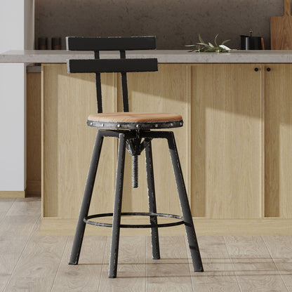 [Ship to Canada Only] Metal Chair with Wooden Seat