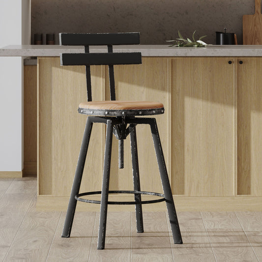[Ship to Canada Only] Metal Chair with Wooden Seat