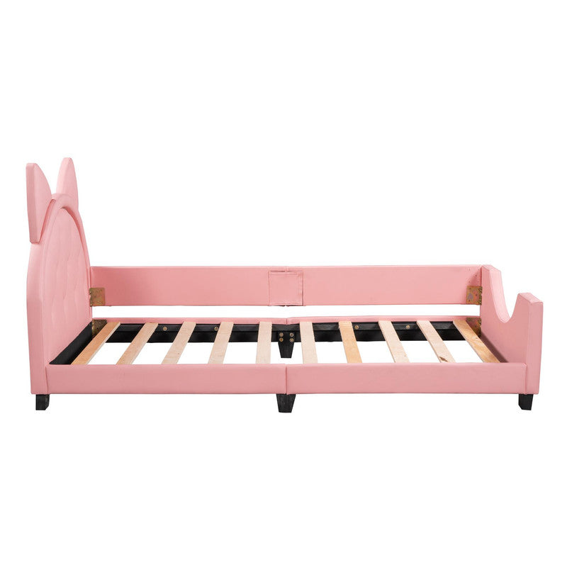 Twin Size Upholstered Daybed with Ears Shaped Headboard
