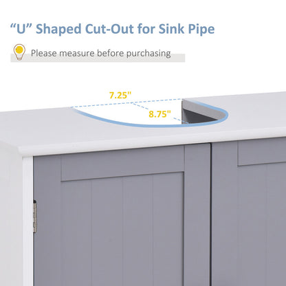 Pedestal Sink Storage Cabinet, Vanity Base Cabinet, Under Sink Bathroom Cabinet with U-shape Cut-Out and Adjustable Internal Shelf