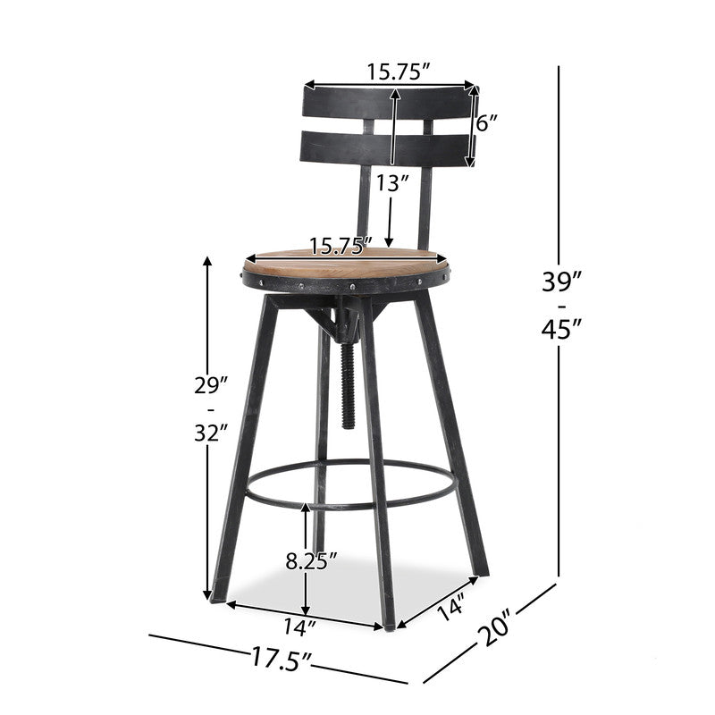 [Ship to Canada Only] Metal Chair with Wooden Seat