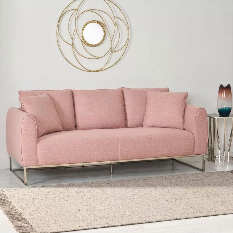 [Ship to Canada Only] Stylish and Comfortable Light Pink Fabric 2-Seater Sofa