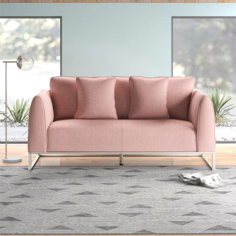 [Ship to Canada Only] Stylish and Comfortable Light Pink Fabric 2-Seater Sofa