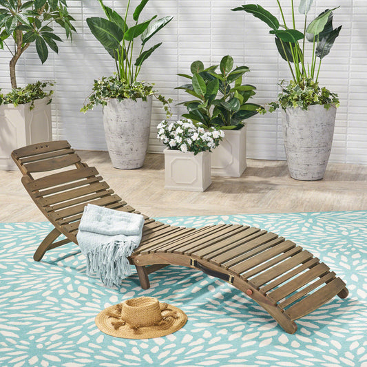 Lahana Wood Foldable Chaise Lounge - Grey