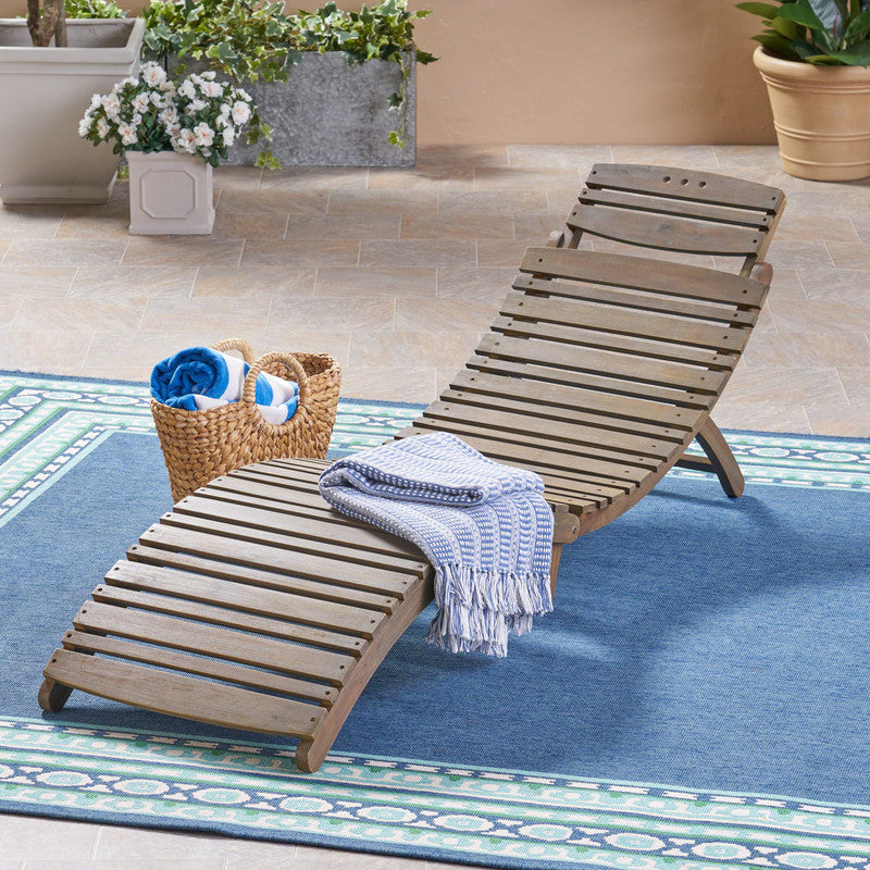 Lahana Wood Foldable Chaise Lounge - Grey