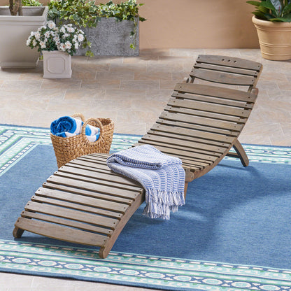 Lahana Wood Foldable Chaise Lounge - Grey