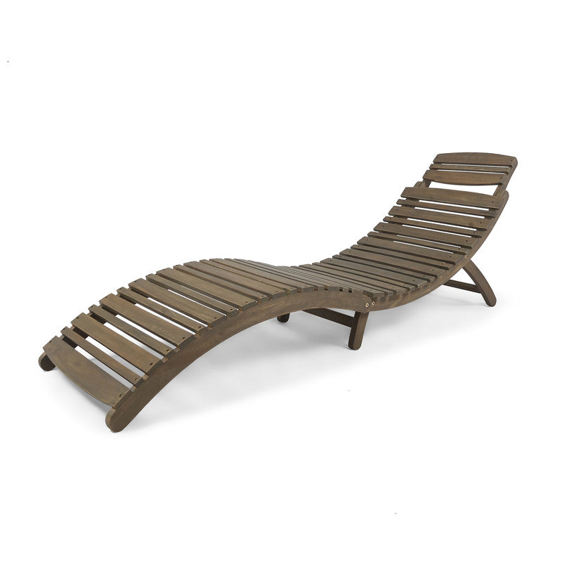 Lahana Wood Foldable Chaise Lounge - Grey