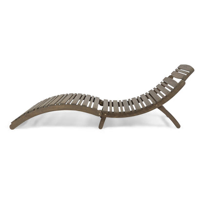Lahana Wood Foldable Chaise Lounge - Grey