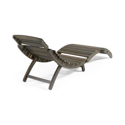 Lahana Wood Foldable Chaise Lounge - Grey