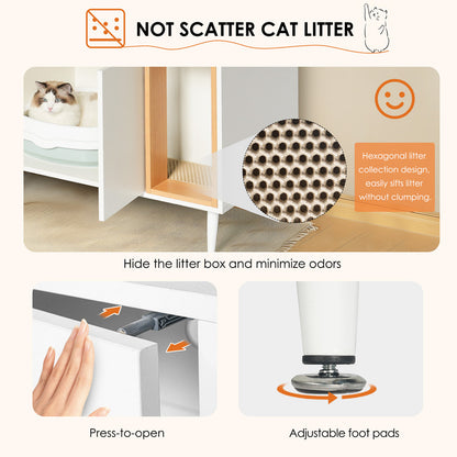 Bathroom Sink Cabinet with Cat Litter Box Enclosure, Hidden Litter Pet Washroom with Divider
