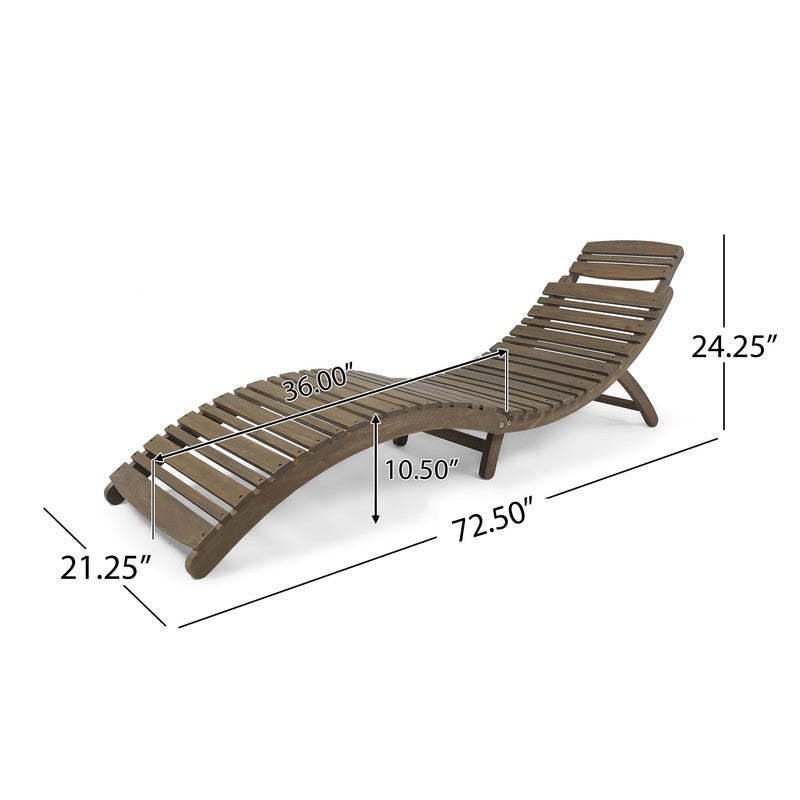 Lahana Wood Foldable Chaise Lounge - Grey