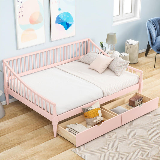 Full Size Daybed with Two Storage Drawers and Support Legs